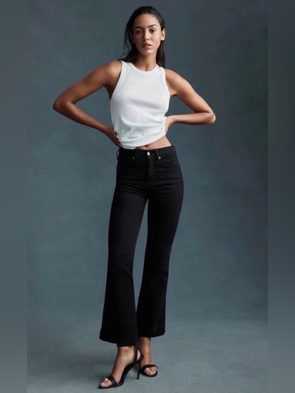 Veronica Beard Carson Ankle Flare Jeans Women’s 30 High Rise Washed Onyx Black